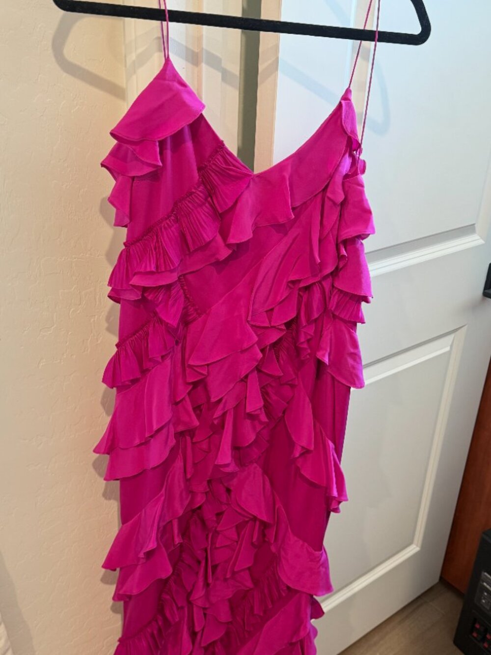 MARCHESA Notte Fuschia Pink Ruffle Evening Gown